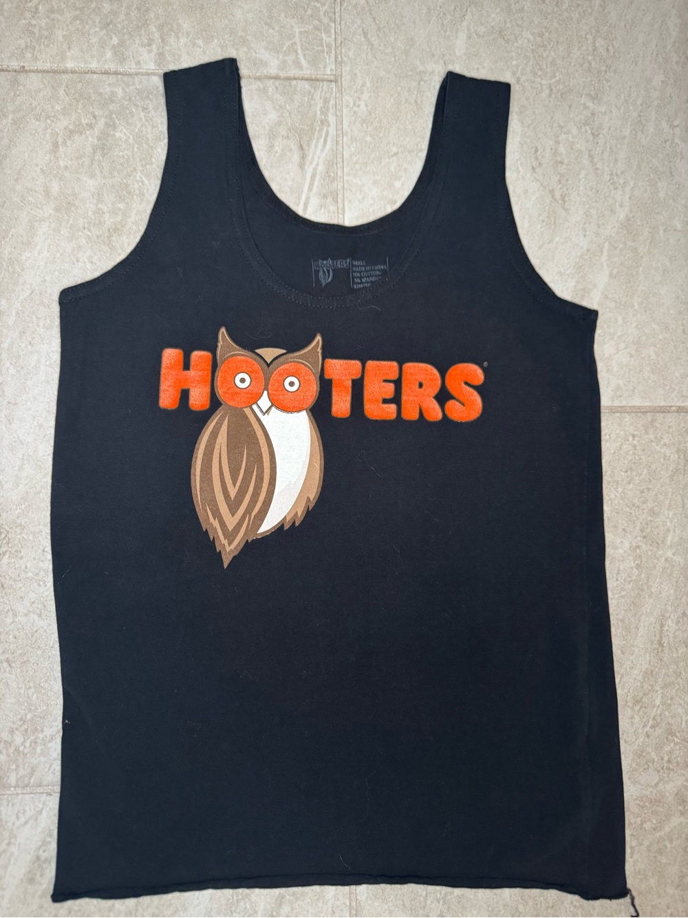 Hooters Black Tank with Orange & Brown Owl Graphic